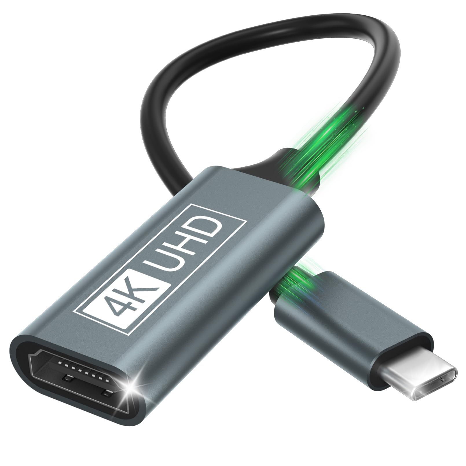 USB C auf HDMI, Type C auf HDMI 4K Adapter Thunderbolt 3/4 AUF USBC auf Hdmi Adapter Kompatibel mit iPhone 17/16Pro/16Pro Max/16/15, MacBook Pro/Air, iPadPro/Air, Galaxy S/Note, Dell XPS