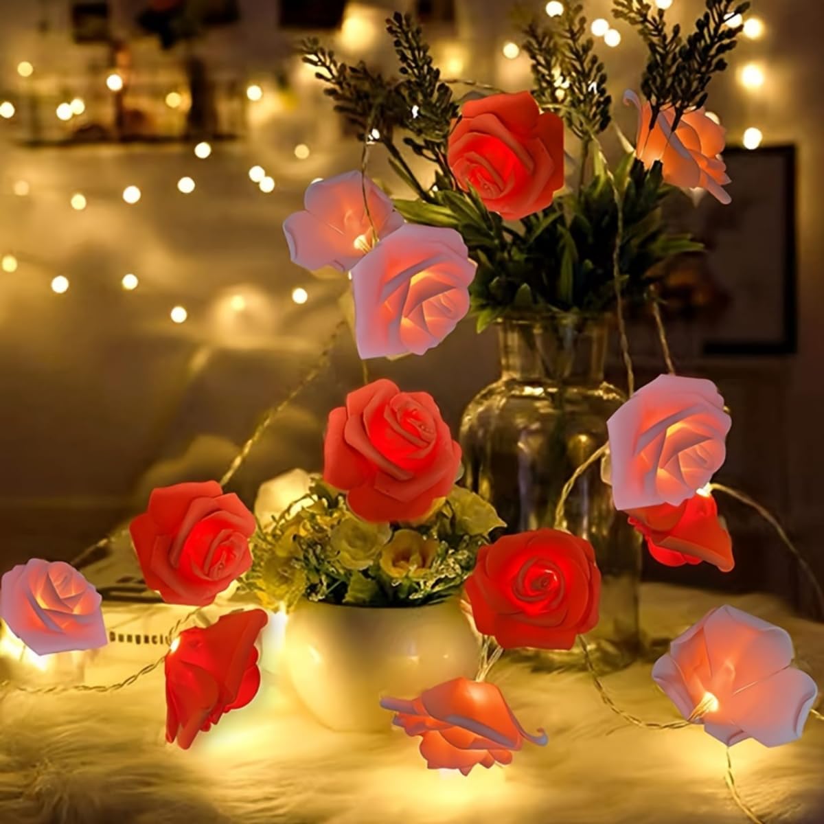 1,5 m/3 m/6,1 m, luci a forma di rosa per San Valentino