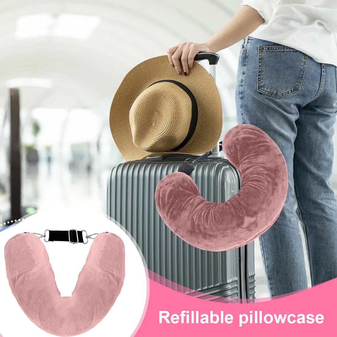 HAMKU Coussin de Voyage,coussin voyage avion,oreillers de voyage,Oreiller de voyage, Tour de cou avion,Peut Être Plié Arbitrairement Dormir sur Le Côté, Coussin Tour de Cou (Noir