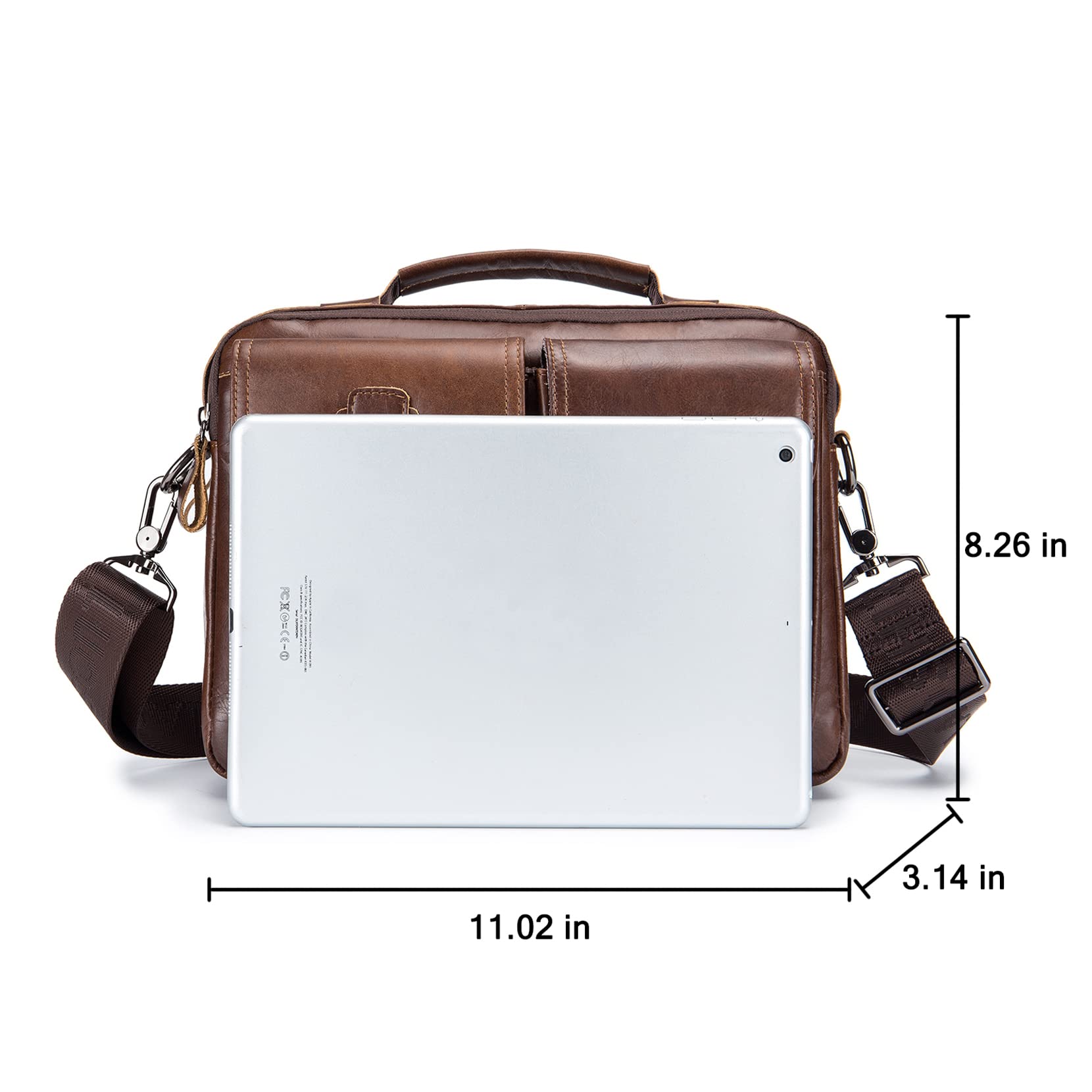 Bolsa de Hombro de Negocios Bolso Cuadrado de Cuero Para Hombre Bolso Colgante Vintage de Moda Viajes de Estudio Bolso de Bolsillo Multifuncional