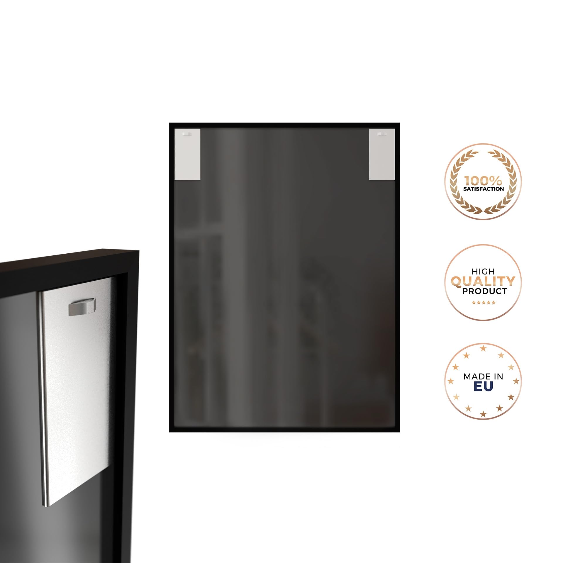 STYLER Specchio Jake 69 x 95 cm, moderno specchio da parete in nero, design a griglia simmetrica, specchio da parete rettangolare in stile industriale, per corridoio, camera da letto, soggiorno