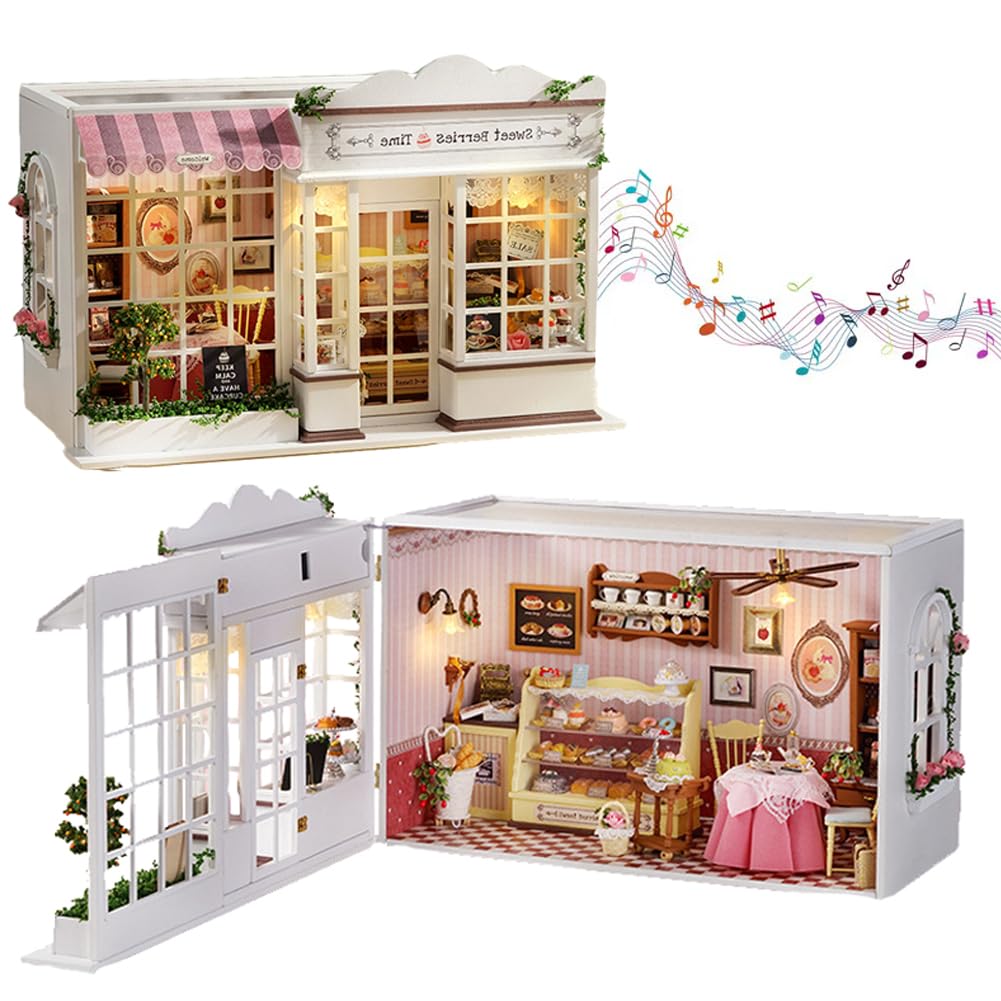 DIY Miniatur Puppenhaus Kit, Sweet Berries Time Theme 3D Holzpuzzle Tiny House Kit Hobbys für Frauen Erwachsene Handwerk Geschenke/mit Staubschutz