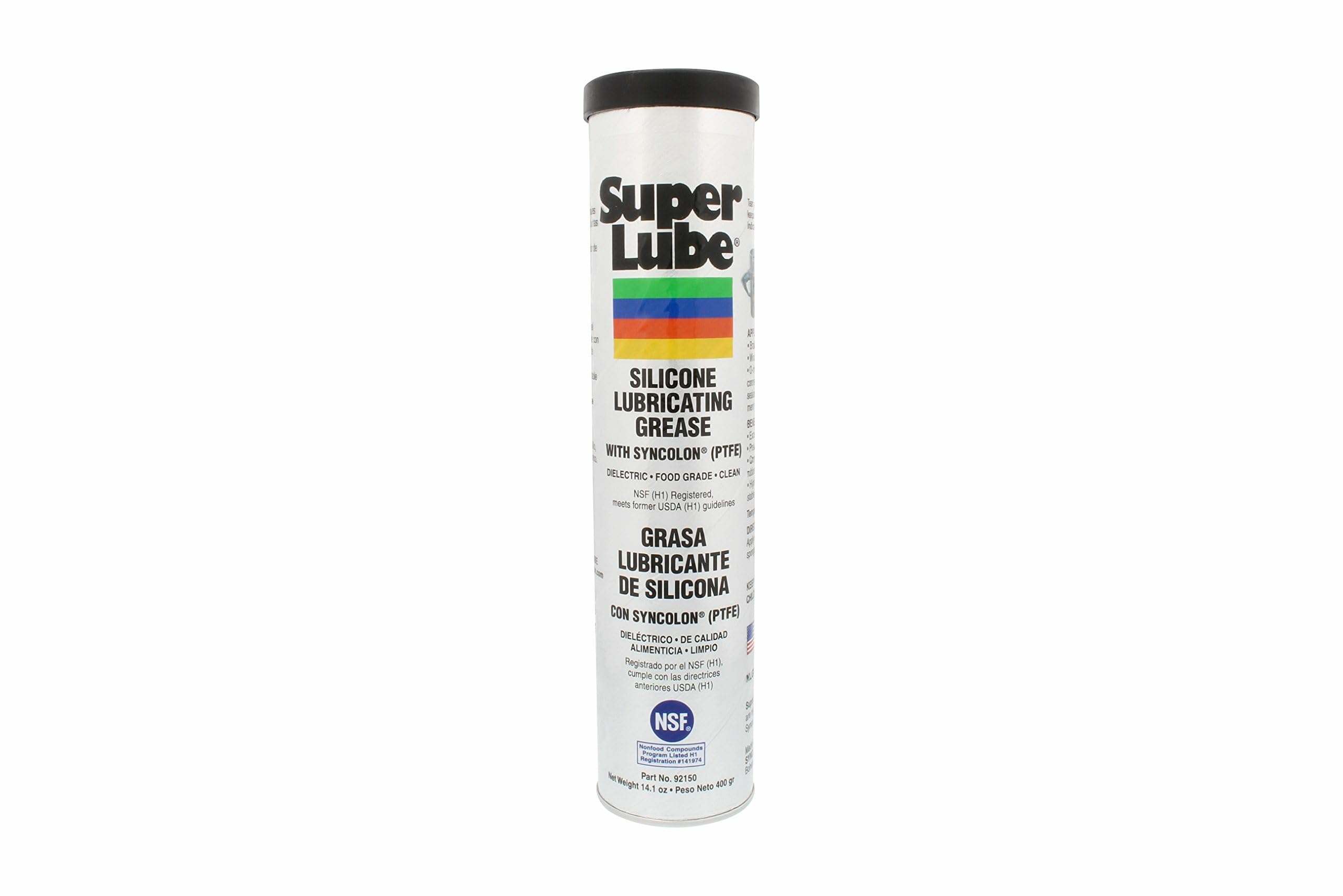 Super Lube Silicone Lubricating Grease w/Syncolon - Waterproof, All Purpose, Food-Grade Grease - Rust Protection - Automotive & Industrial Use - Translucent White - Cartridge - 14.1 oz (92150)