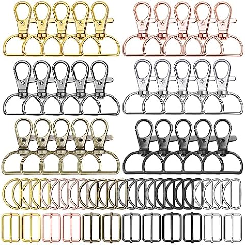 Paxcoo Keychain Bulk with Key Chain Swivel Hook D Rings and Slide Buckles for Handbag Purse Hardware Craft (1 Inch) Cover