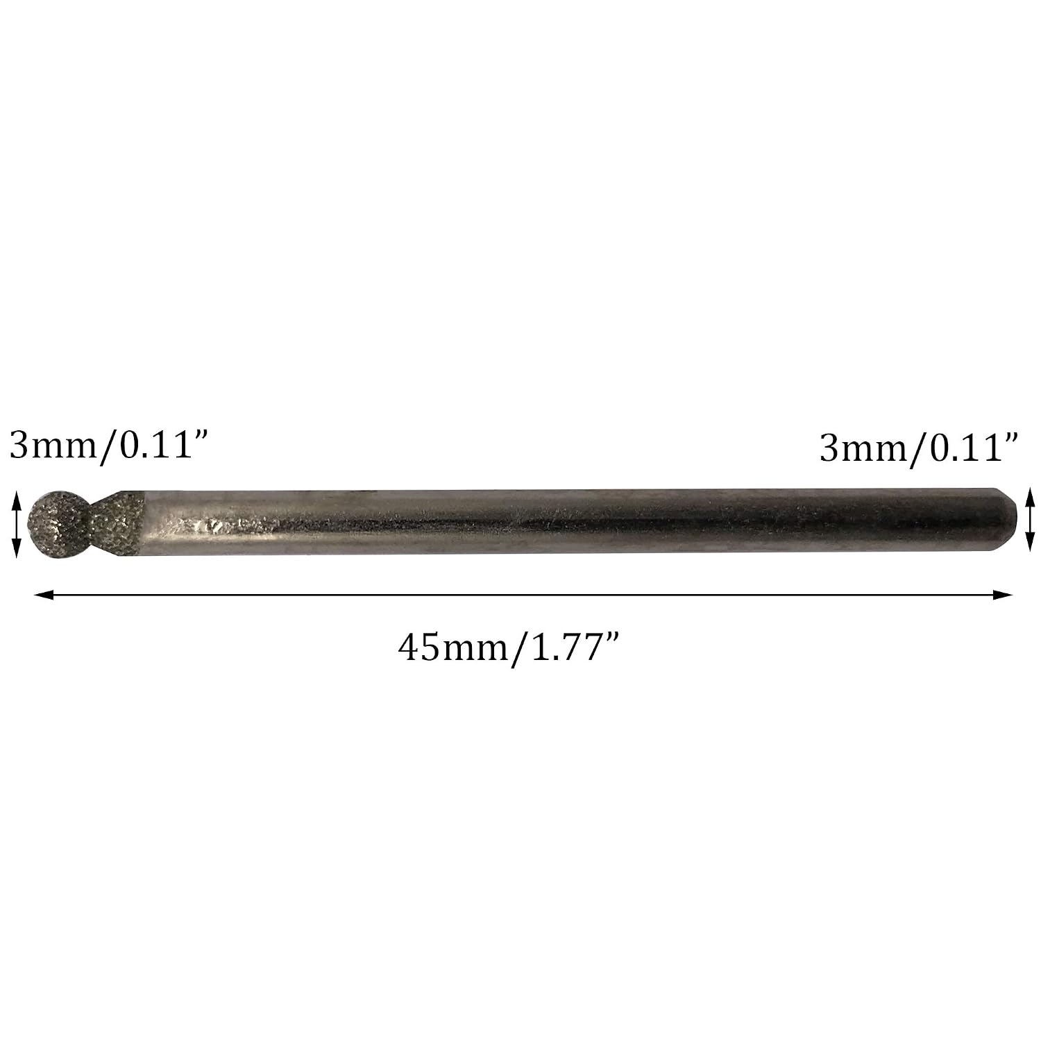 20Pcs Diamond Mounted Point, 3mm Ball Head, 3mm Shank, Diamond Grinding Bit Rotary Burrs, for Jade Stone Jewelry Ceramic Carving Polishing