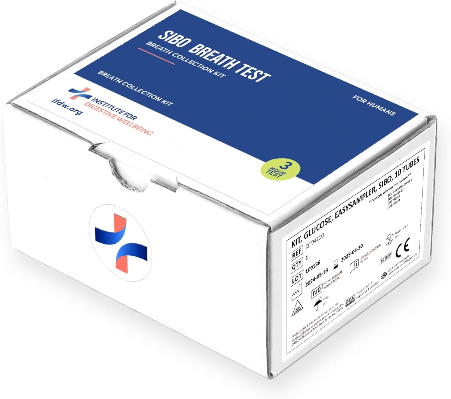 SIBO Breath Test Kit- At-Home Testing for Small Intestinal Bacterial Overgrowth - Hydrogen & Methane Detection - Lab Diagnostics - Results in 24-72 h
