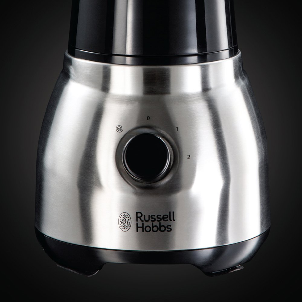 Russell Hobbs Blender [Polyvalent, Puissant & Rapide] Essential (Bol en verre 1,5L + Gourde Nomade, 4 Lames en acier Inox, 2 vitesses, Smoothie, Utilisation & Nettoyage facile) Mixeur 23821-56