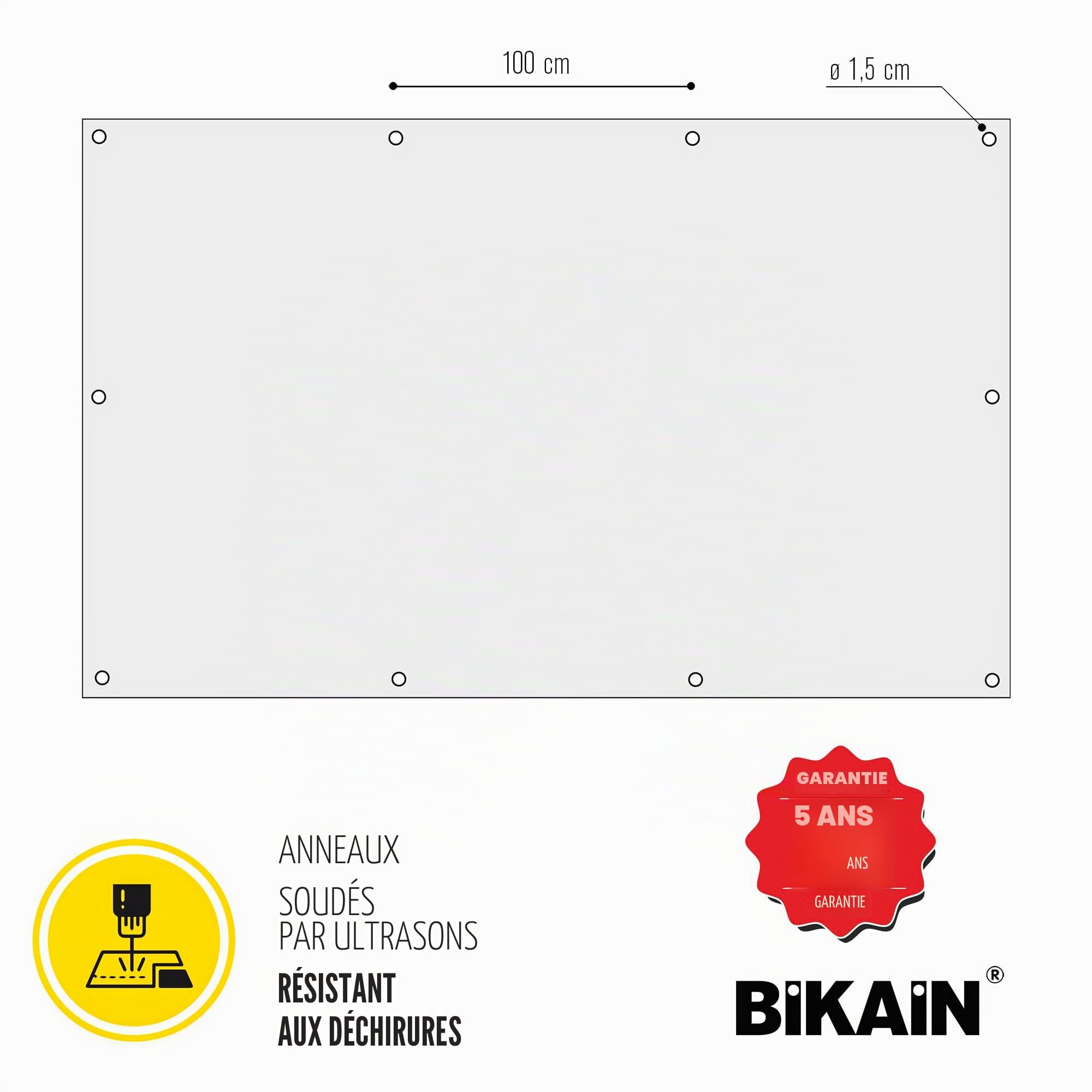 Bâche imperméable pour l'extérieur - 3x4m - 70 g/m2 - Trous soudés renforcés - Polyéthylène laminé croisé 3 Couches - Bleu - Protection Totale - Extra Forte - Bikain