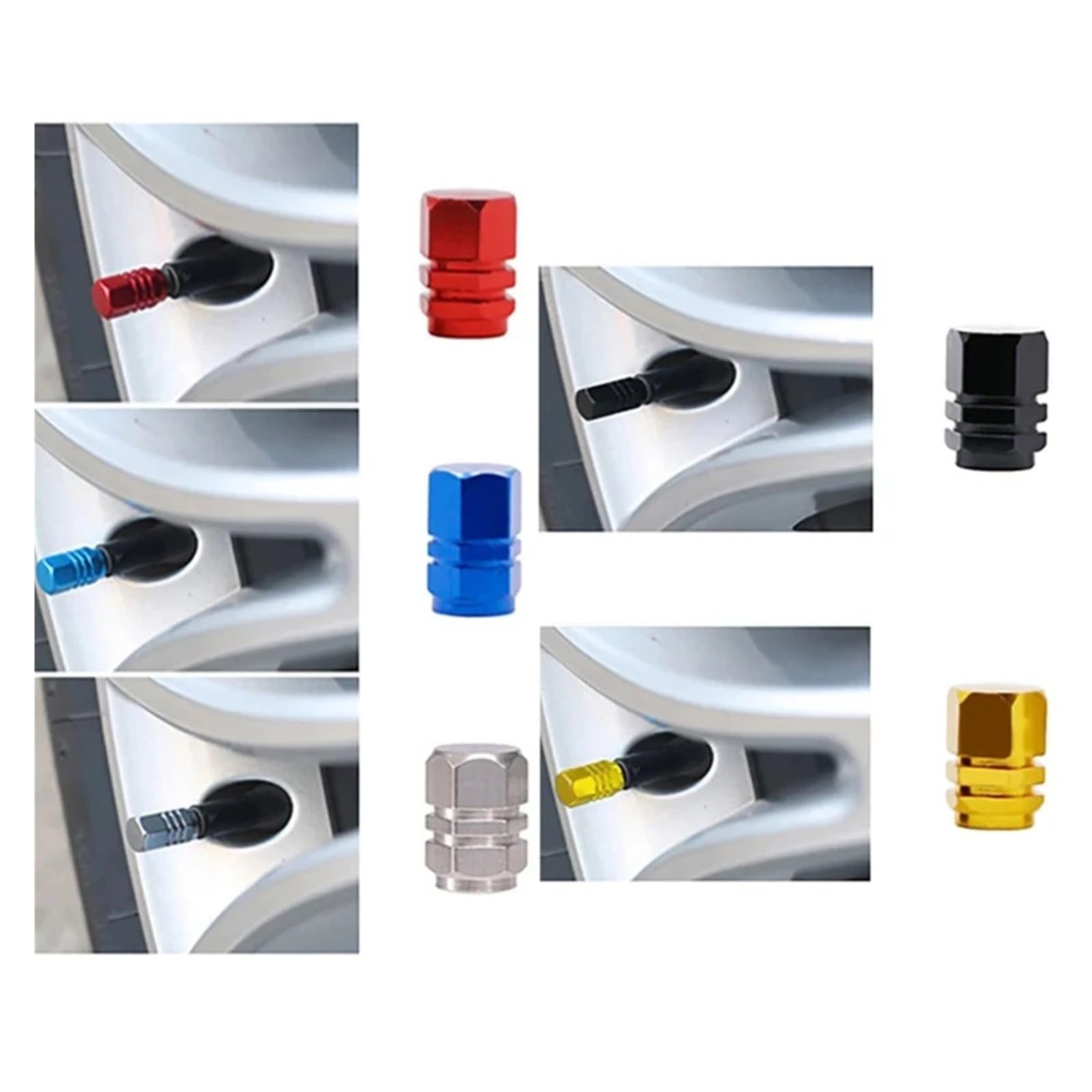 4/8Pcs Aluminum Alloy Tire Valve Caps Dustproof Waterproof for Car Motorcycle(4pcs Orange)