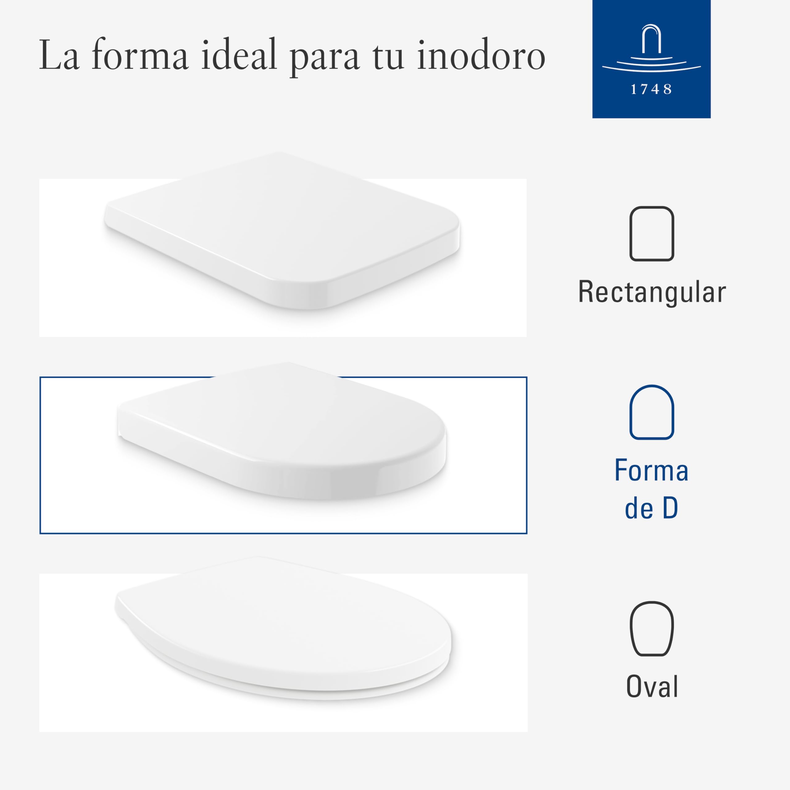 Villeroy & Boch Avento SlimSeat asiento WC, forma en D – Blanco Alpino | Con cierre amortiguado, extraíble, de Duroplast antirroturas, repuesto original, 9M87S101