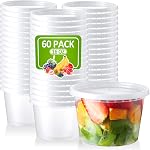 NEEBAKE 60 Set Deli-Containers-with-Lids: [8oz 16oz 32oz] Combo Plastic-Food-Storage-Containers-with-Lids, Microwaveable & Freezer Safe To-Go-Containers, Leak-proof BPA-Free Soup Slime Overnight Oats