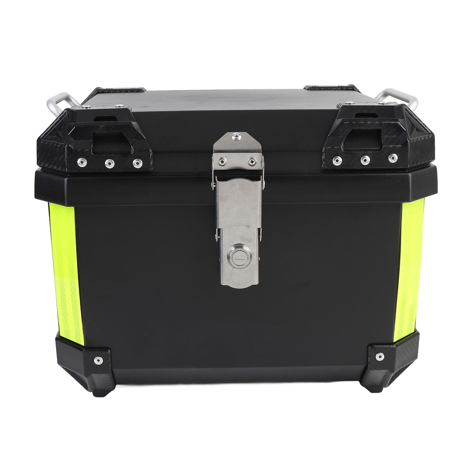 Asixxsix 45L Motorcycle Top Case, Universal Aluminum Motorcycle Tail Box with Security Lock, Reflective Strip, Quick Release Trunk Top Box for Helmet Luggage, Removable and Washable Inter