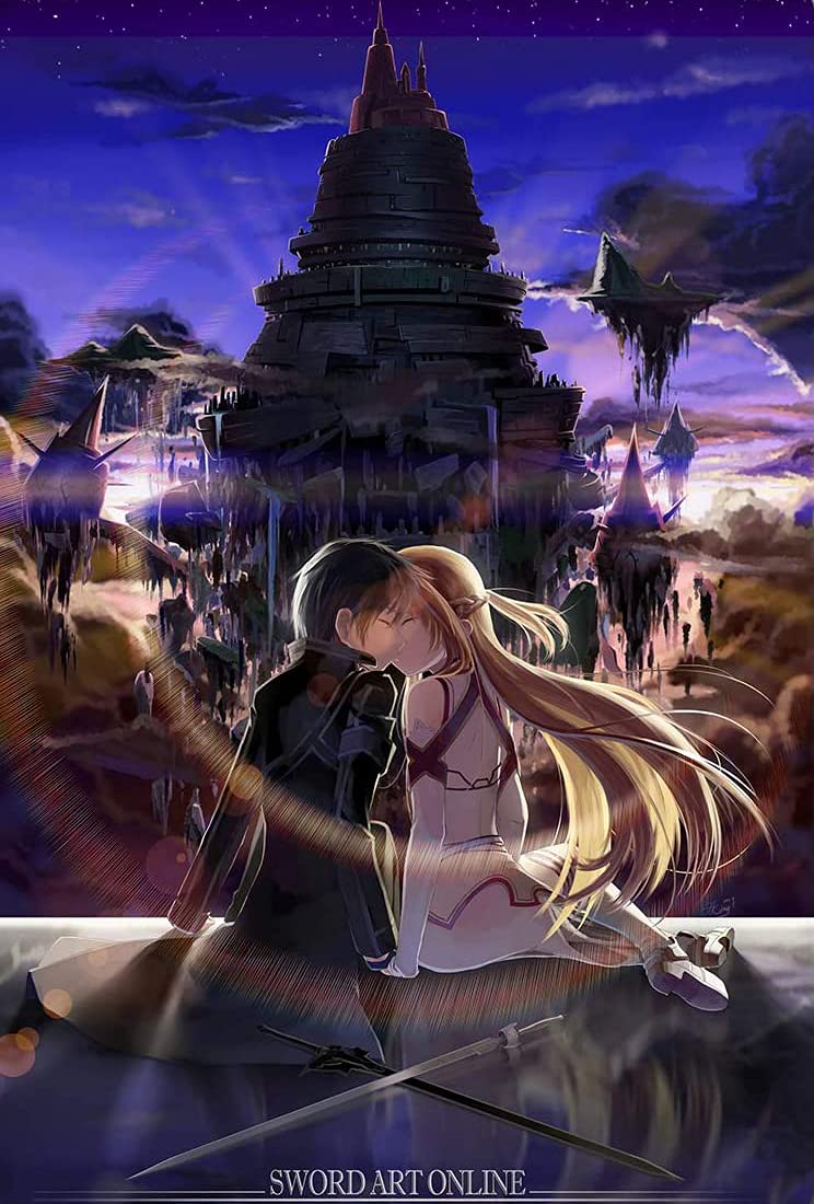Bharat Udyog Sword Art Online Poster - Kirito & Asuna (Kissing) Anime Wall Sticker 300 Gsm Art Card Paper Print Artwork Printed (13x19 inch)