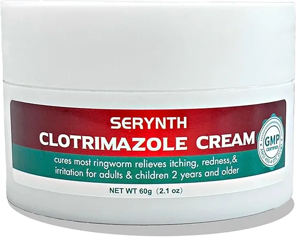 Clotrimazole Antifungal Cream 1% USP – Helps Relieve Athlete’s Foot, Jock Itch, Ringworm & Other Fungal Infections – Anti‑Itching, Moisturizing Formula for Face & Body-2.1 oz