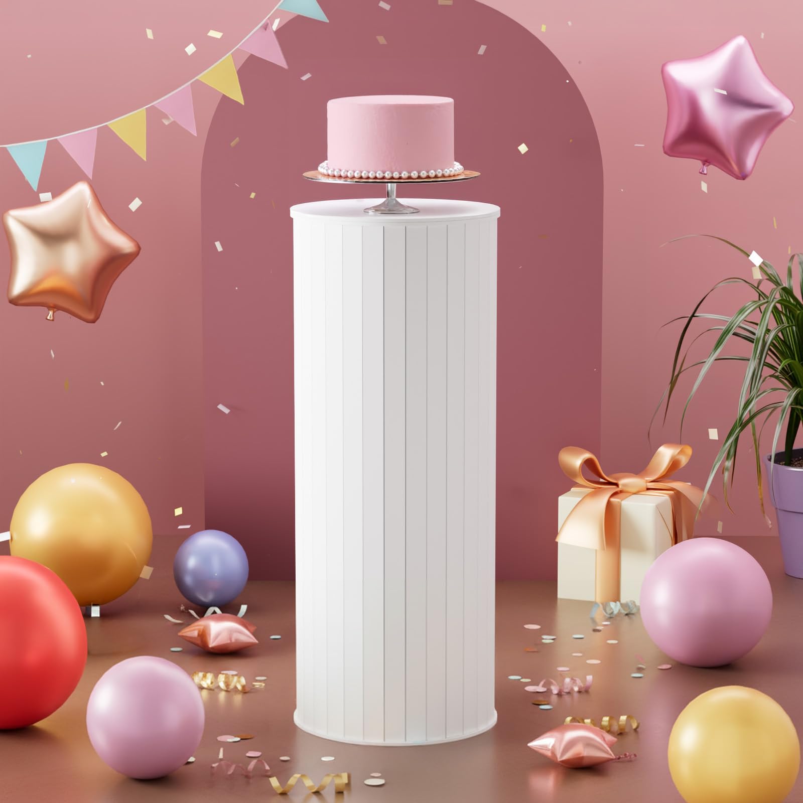 Photo 1 of imprsv 1Pc Cylinder Stands for Party, Large White Cake Stand, Pedestal Display Plinth Pillars for Wedding Ceremony Birthday Party Decor (Roman column shape