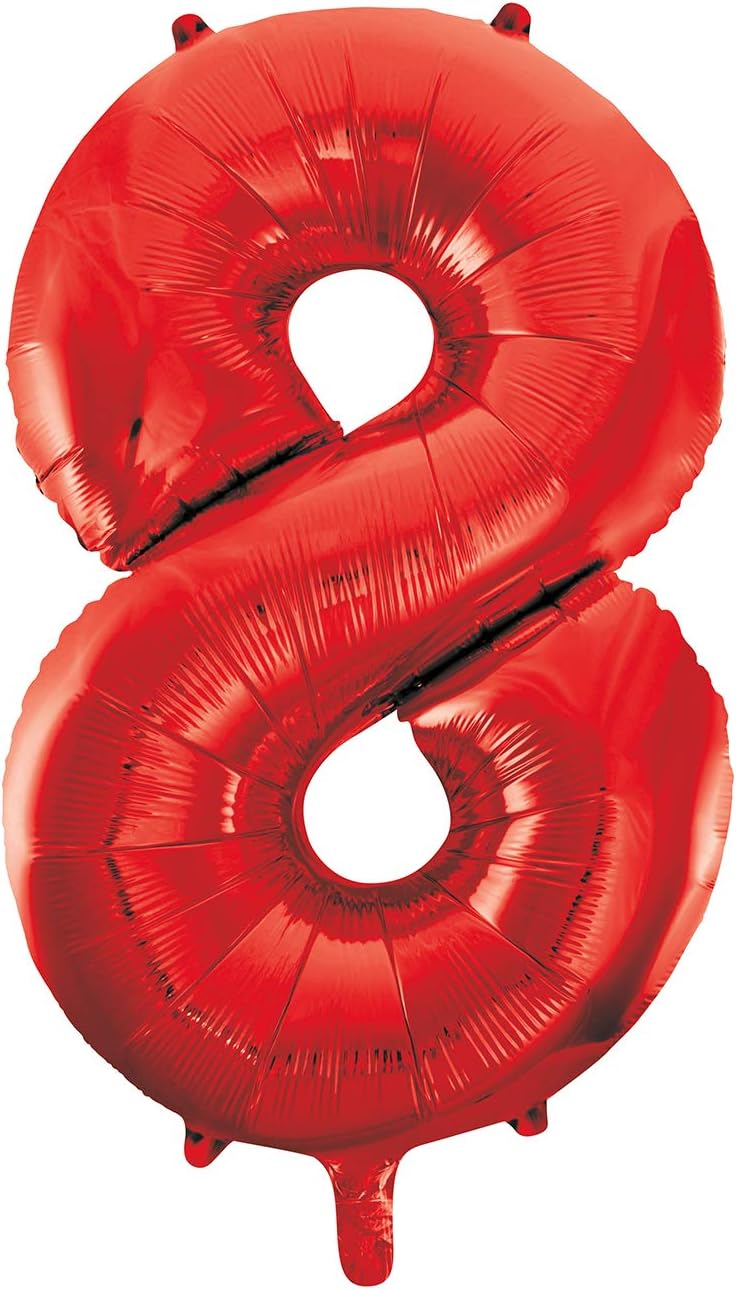 Red Number 8 Shaped Large Foil Balloon (86cm) 1 Piece - Perfect for Birthday Parties and Special Events, 86 cm