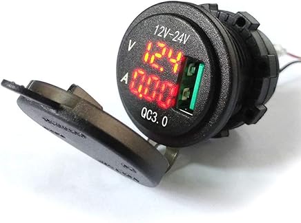 Lightleopard Pantalla Actual de la Corriente del voltio LED del Puerto de USB QC3.0 USB del Cargador del Coche para el tel?fono Lightleopard Pantalla Actual de la Corriente del voltio LED del Puerto de USB QC3.0 USB del Cargador del Coche para el tel?fono