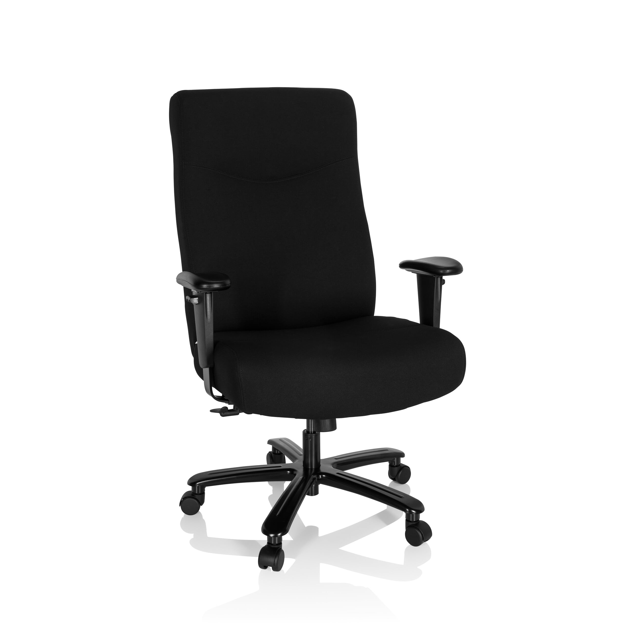 hjh OFFICE 738122 Chefsessel XXL Everest I Stoff Schwarz Schreibtischstuhl gepolstert bis 180kg belastbar, höhenverstellbar, one Size