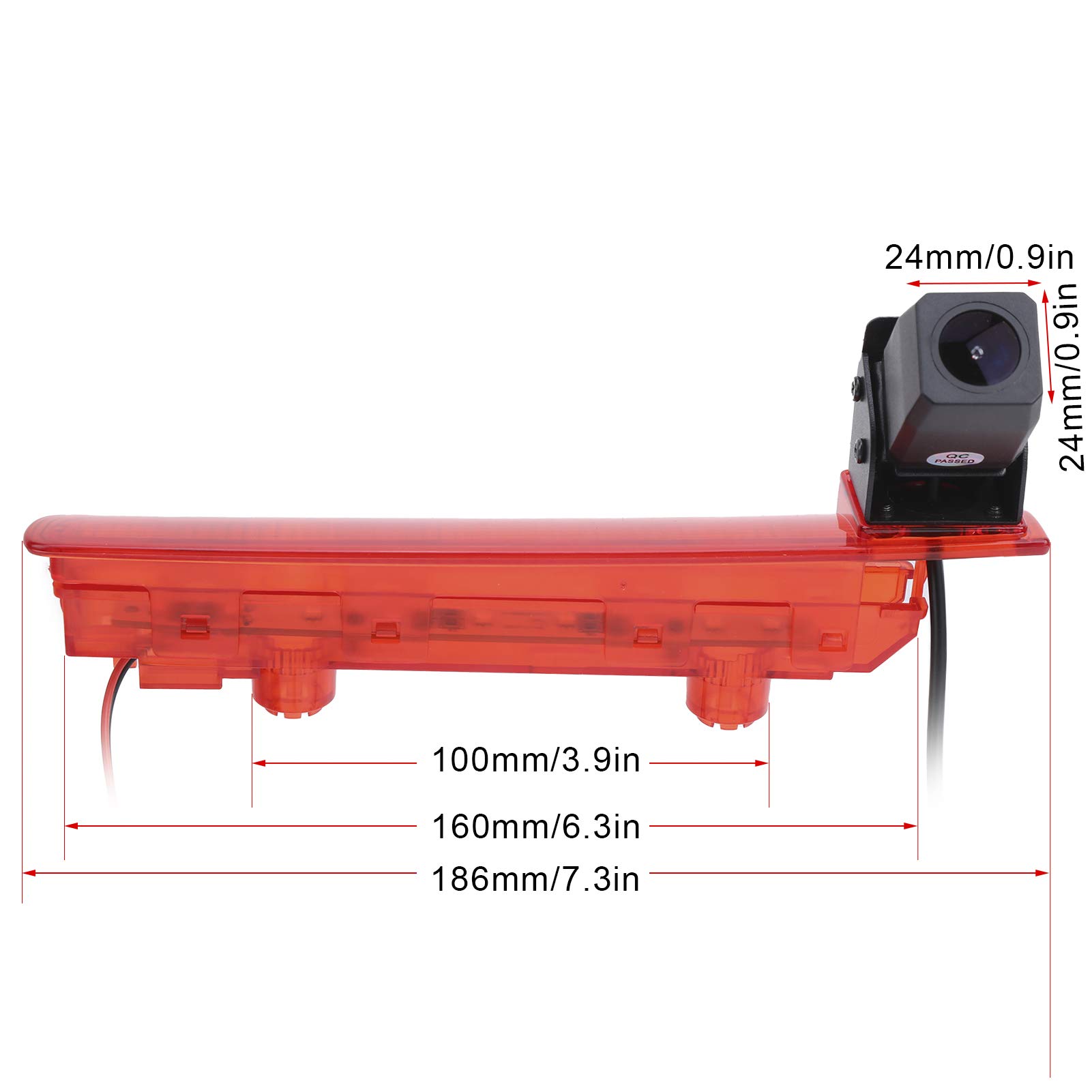 Feux de freinage caméra de recul LED étanche Voiture feu de freinage arrière caméra de recul Accessoire Automatique adapté pour T5 T6 Van 2010‑2019