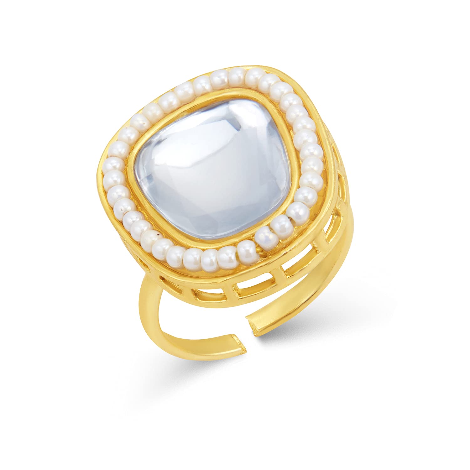 Sukkhi Classy Kundan Gold Plated Pearl Ring for Women (SKR85671) (B0949CC4WC) Amazon Price History, Amazon Price Tracker
