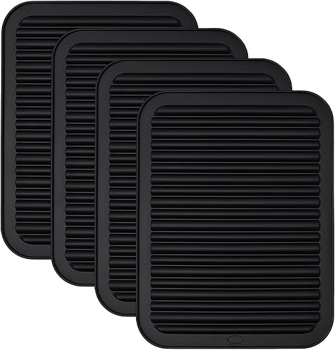 Sov Salvamanteles de silicona  4 soportes para ollas resistentes al calor, almohadillas calientes antideslizantes para sartenes calientes, platos