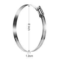 Vista 2 de Boao - Juego de 4 abrazaderas ajustables de 8 pulgadas de acero inoxidable 304 para conductos, abrazaderas de manguera de tornillo sin fin