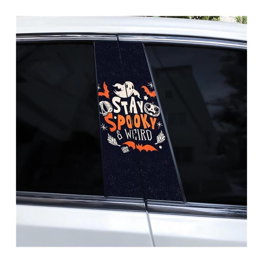 Body Parts 2pcs Car Center Column Sticker Halloween in English Viny L Material Car B-Pillar Decals(D)