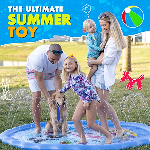 Image of SplashEZ 89'' Extra Large Splash Pad for Kids & Dogs Great Outdoor Toys for Toddlers 1-3 & Kids Ages 4-8, Baby Pool for Backyard Sprinkler, Pool Plastic Dog Water Summer Toys