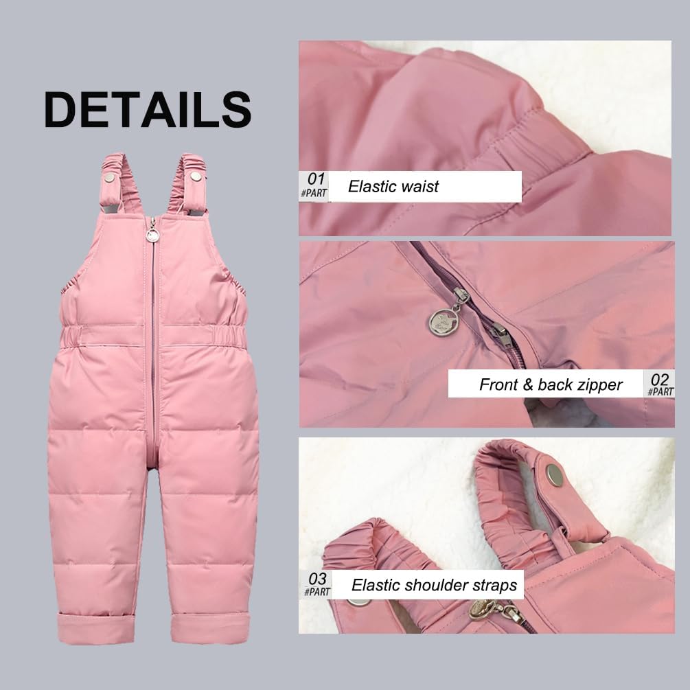 Baby Kleinkind Schneeanzug Warm Winteranzug Skianzug Kleidung Mit Schneelatzhose Lätzchen Hose 2pcs Outfit Set