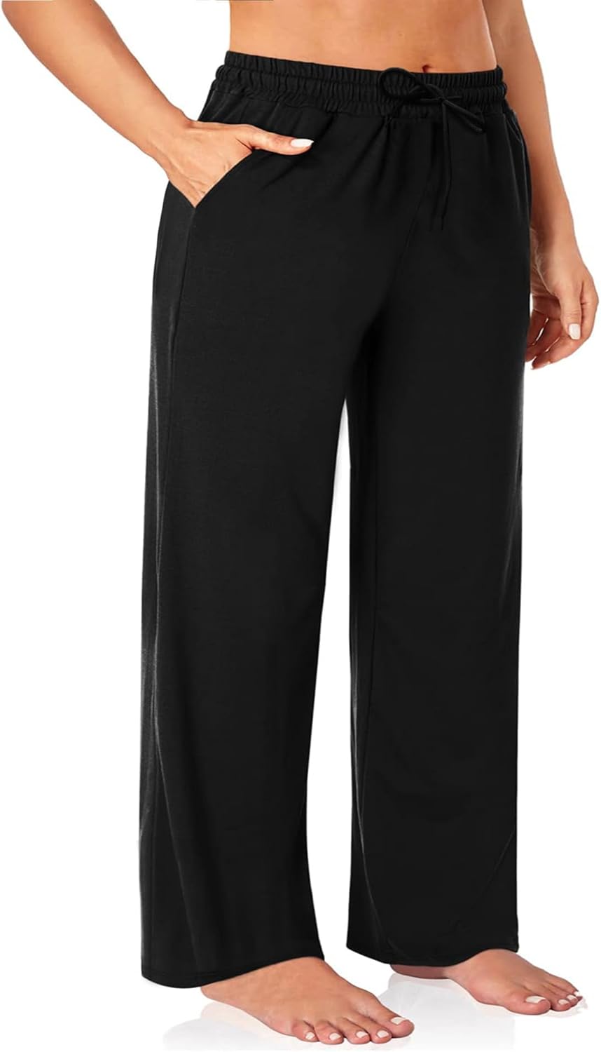 ZORBA Women's Plus Size Wide Leg Casual Palazzo Pants High Waist Yoga Comfy Loose Lounge Pants with Pockets Drawstring - Image 2