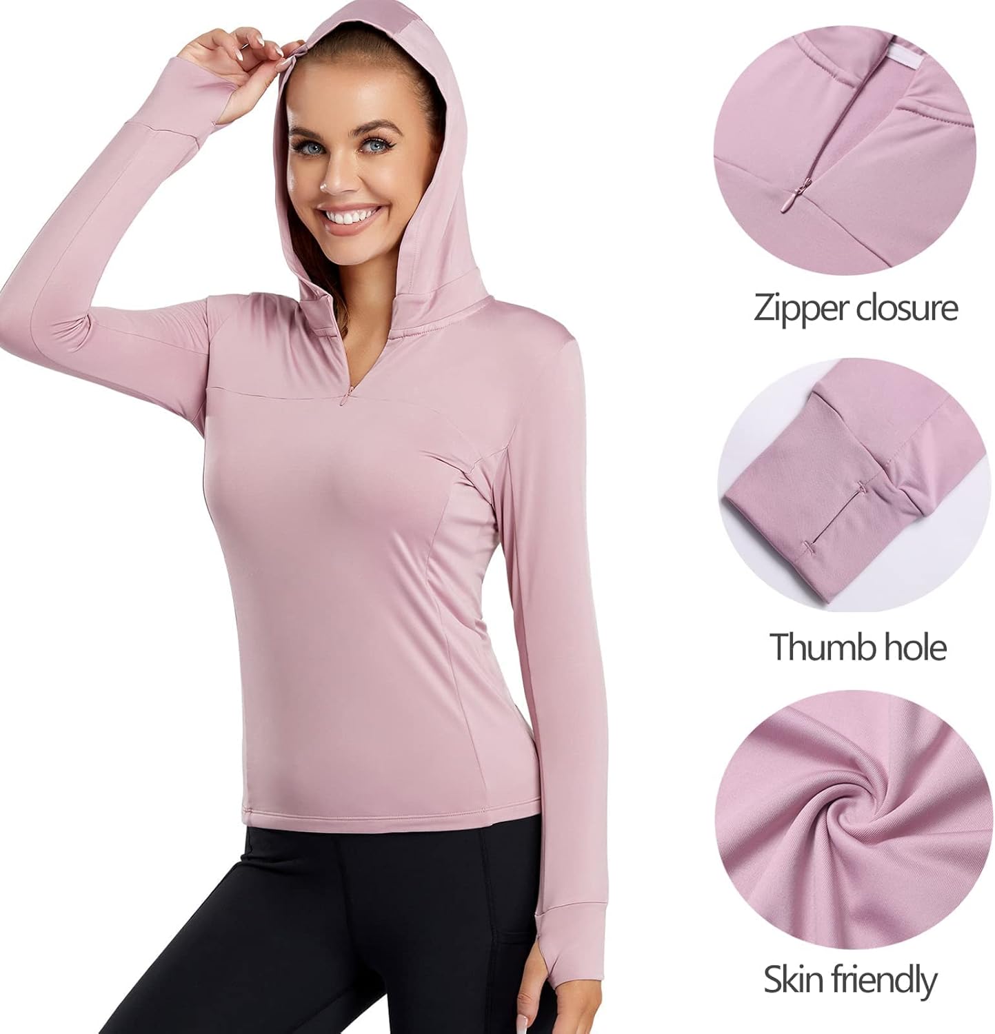 BKRIVE Women Long Sleeve Running Shirts Fleece Sport Shirt with Hoodies Sweatshirts Workout Yoga Tops Pullover Thumb Holes : Clothing, Shoes & Jewelry