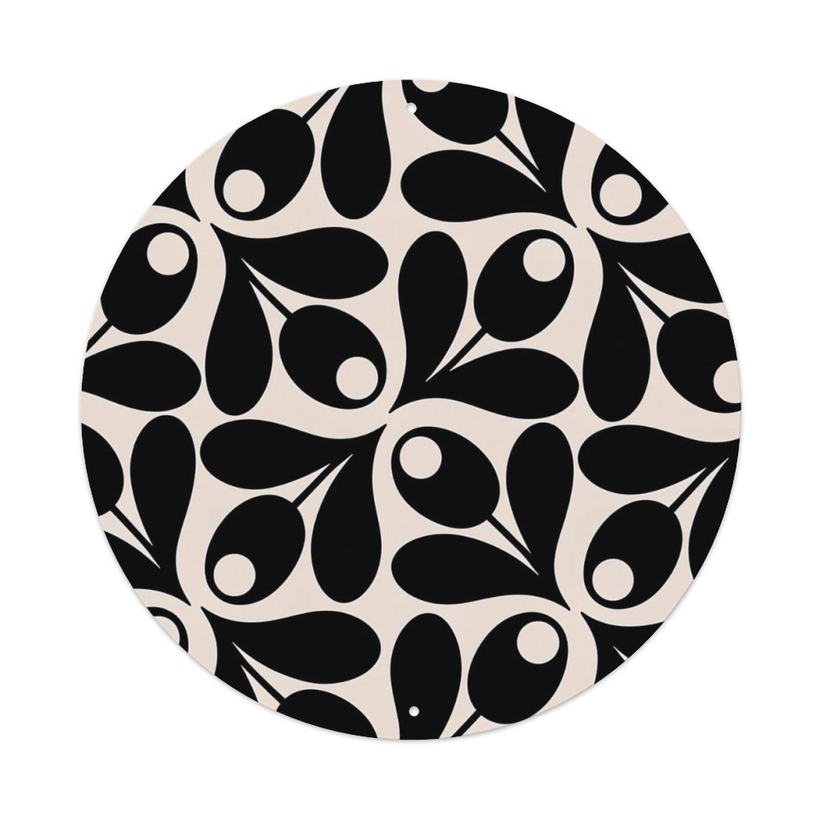 Black Teardrop Leaf Pattern Design Metal Tin Sign Plaque