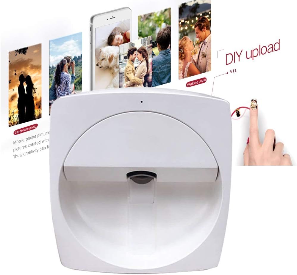 DXXCV 3D Nail Printers Portable Painting Machine Automatic Mobile Wireless Transfer Digital All-Intelligent Nail Printer Wifi Wireless Transfer 100-240V