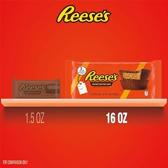 REESE'S Milk Chocolate Half-Pound Peanut Butter Cups, Candy Pack, 16 oz (2 Pieces)