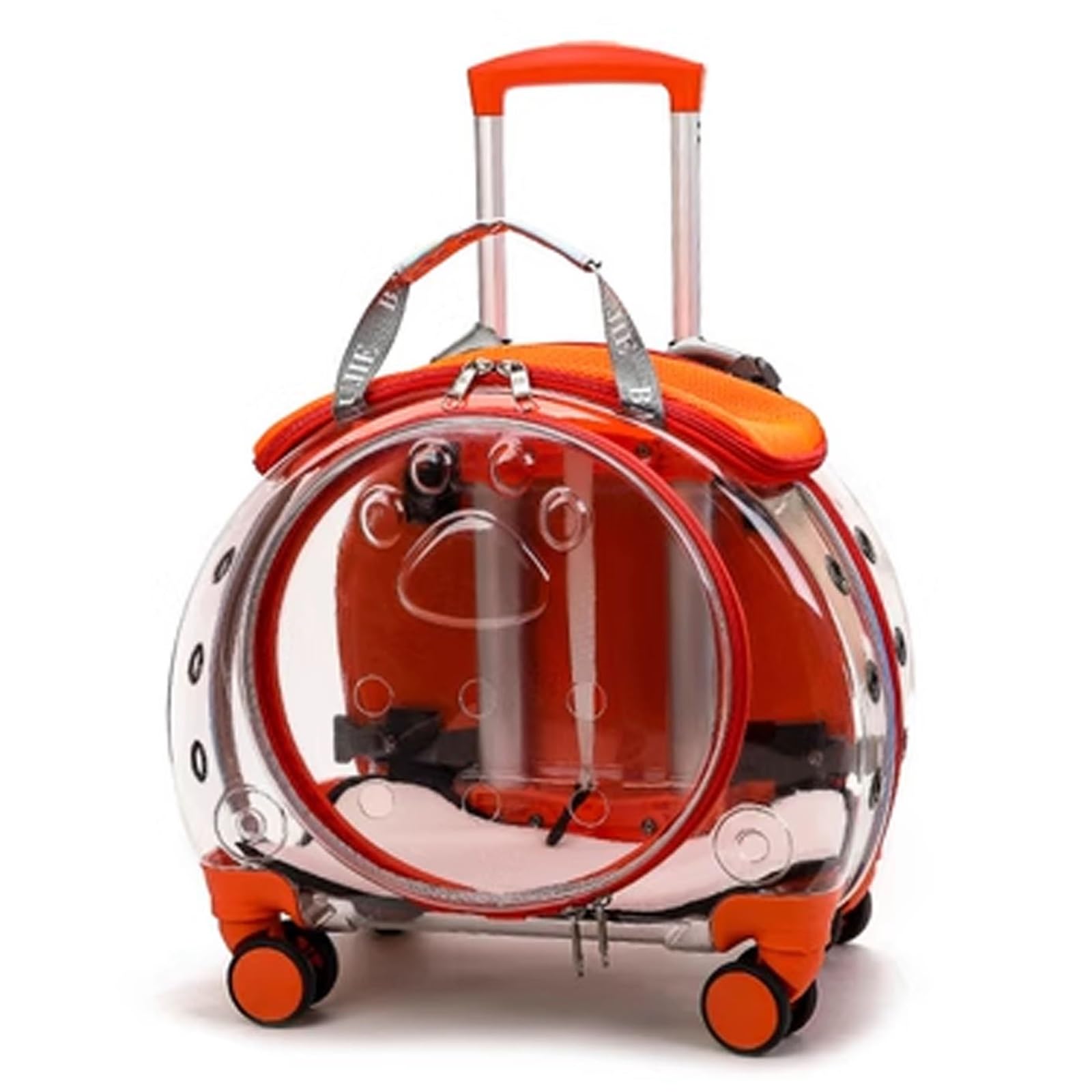 Mochila de Viaje para Mascotas con Ruedas, Funda con Carrito para Mascotas, Mochila para Perros y Gatos, Diseño Ventilado para Viajes, Senderismo y Uso al Aire Libre(Orange)