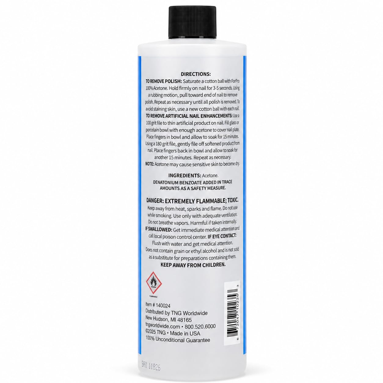 ForPro Professional Collection - Eliminador de esmalte profesional de acetona 100% pura para uñas naturales, postizas, acrílicas y uñas moldeadas