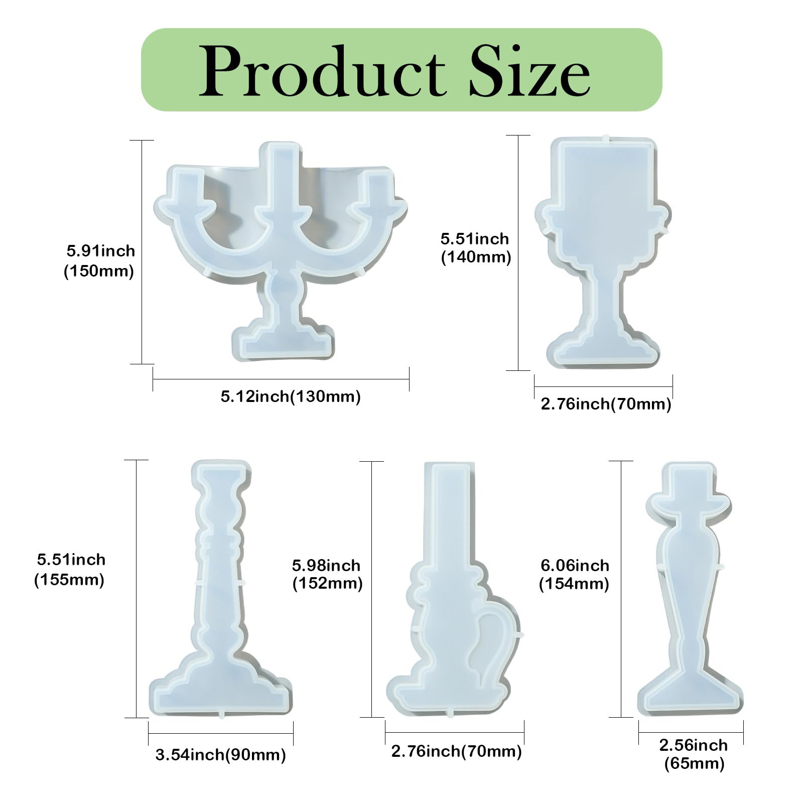 UR URLIFEHALL 5 Pcs Silicone Candle Holder Moulds Candlestick Shaped Epoxy Resin Casting Moulds for Crafts DIY Candles Ornament Table Decor - Image 2