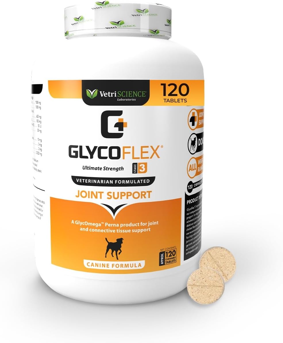 VETRISCIENCE Glycoflex 3 Clinically Proven Dog Hip and Joint Supplement with Glucosamine for
