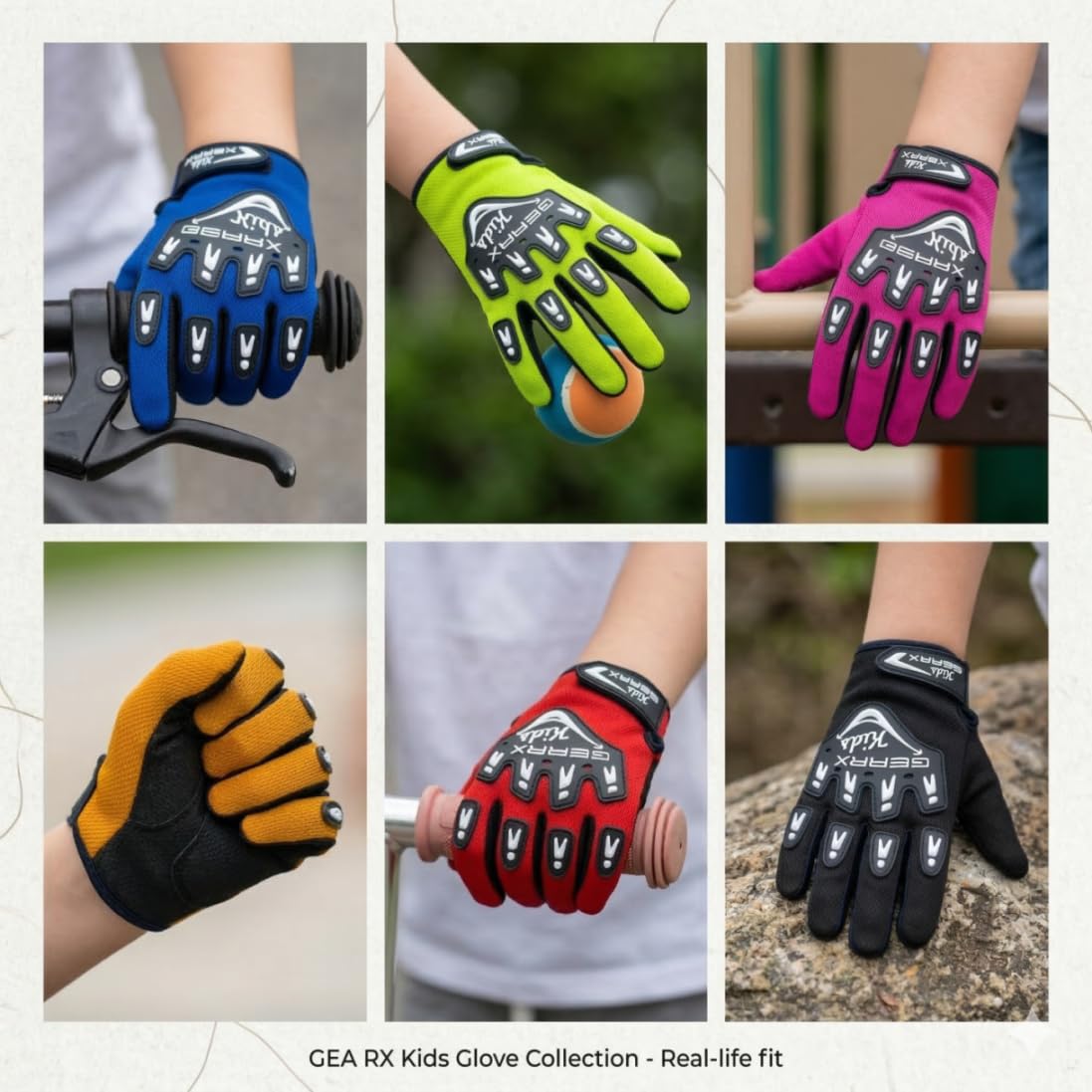 GearX Guantes de Ciclismo para niños, BMX, Bicicleta de montaña, Motocross, Enduro, Paintball, ATV, Quad, Karting, Deportes y Senderismo - 2