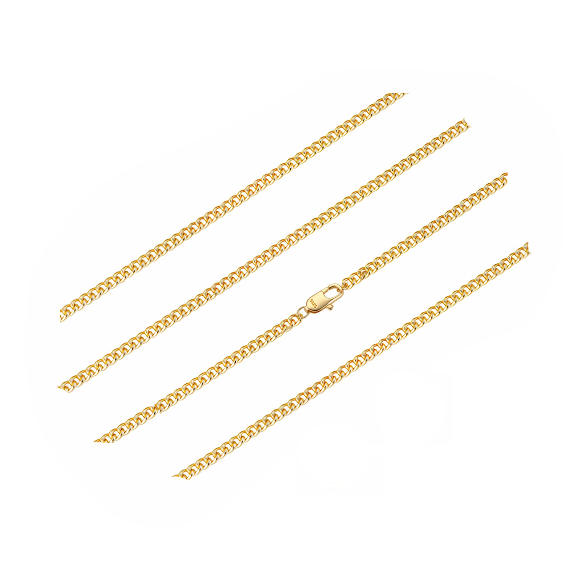 Diorra 925 Sterling Silber Kette, 2mm Silberkette Damen 925 ohne anhänger Goldkette Damen Halskette Schmuck Personalisierte Geschenk für Frauen Mädchen Freundin