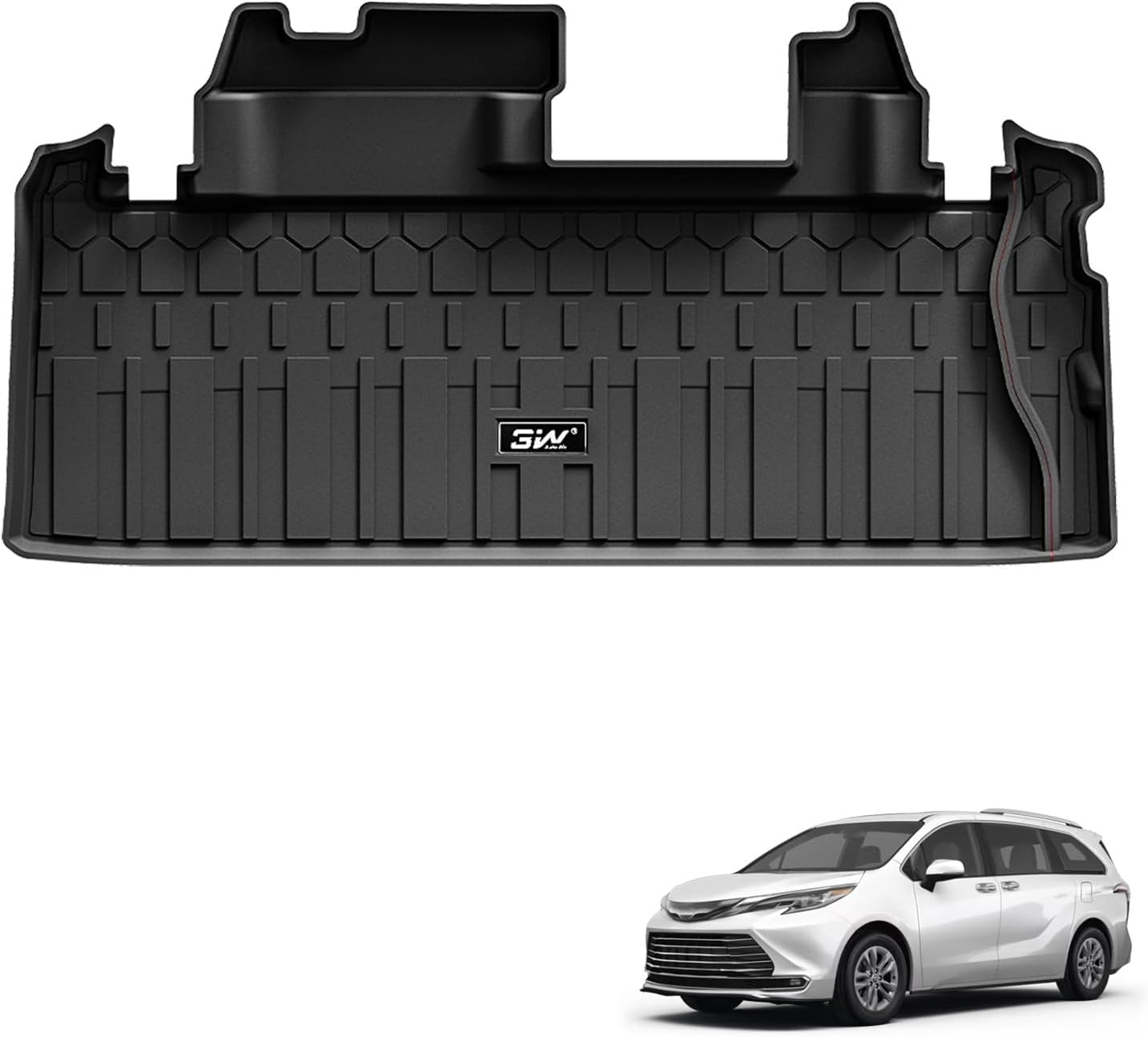 3W Cargo Liner Fit 2021-2024 2025 Toyota Sienna, TPE All Weather Custom Fit Trunk Mat for Toyota Sienna, Cargo Mat, Black