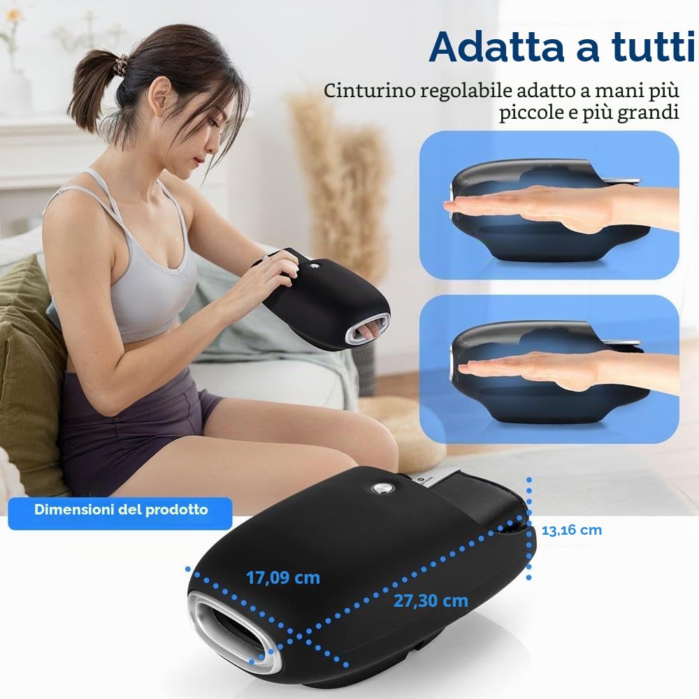 SereneLife Massaggiatore Mani con Calore 45°C e Compressione con Impastamento, 6 Modalità, 6 Livelli di Intensità, 3 Timer 15/30/60 Minuti per Relax e Sollievo delle Tensioni Muscolari