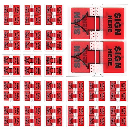 Pegatines para firmar aquí con señal de flecha roja para cuadernos de oficina y escuela