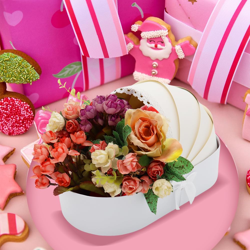 Cesta de regalo para bebé, paquete de 3 piezas, fresas dulces bañadas en flores, fiesta de revelación de género para baby shower (blanco, 14.3 pulgadas de largo x 8.5 pulgadas de ancho x 3.2 pulgadas
