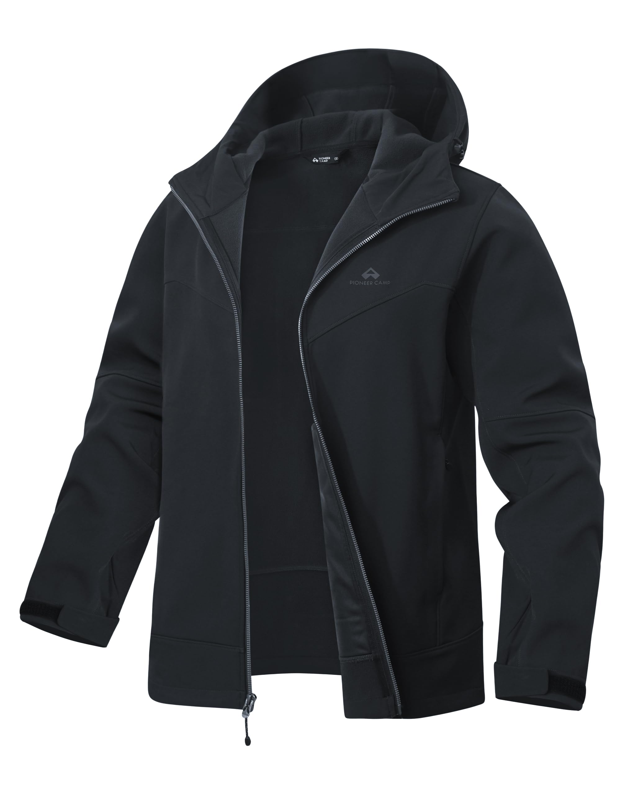 Pioneer Camp Men's Softshell Jacket with Hood Fleece Lined Water-resistant Soft Shell Winter Jacket Windbreaker Hiking Travel