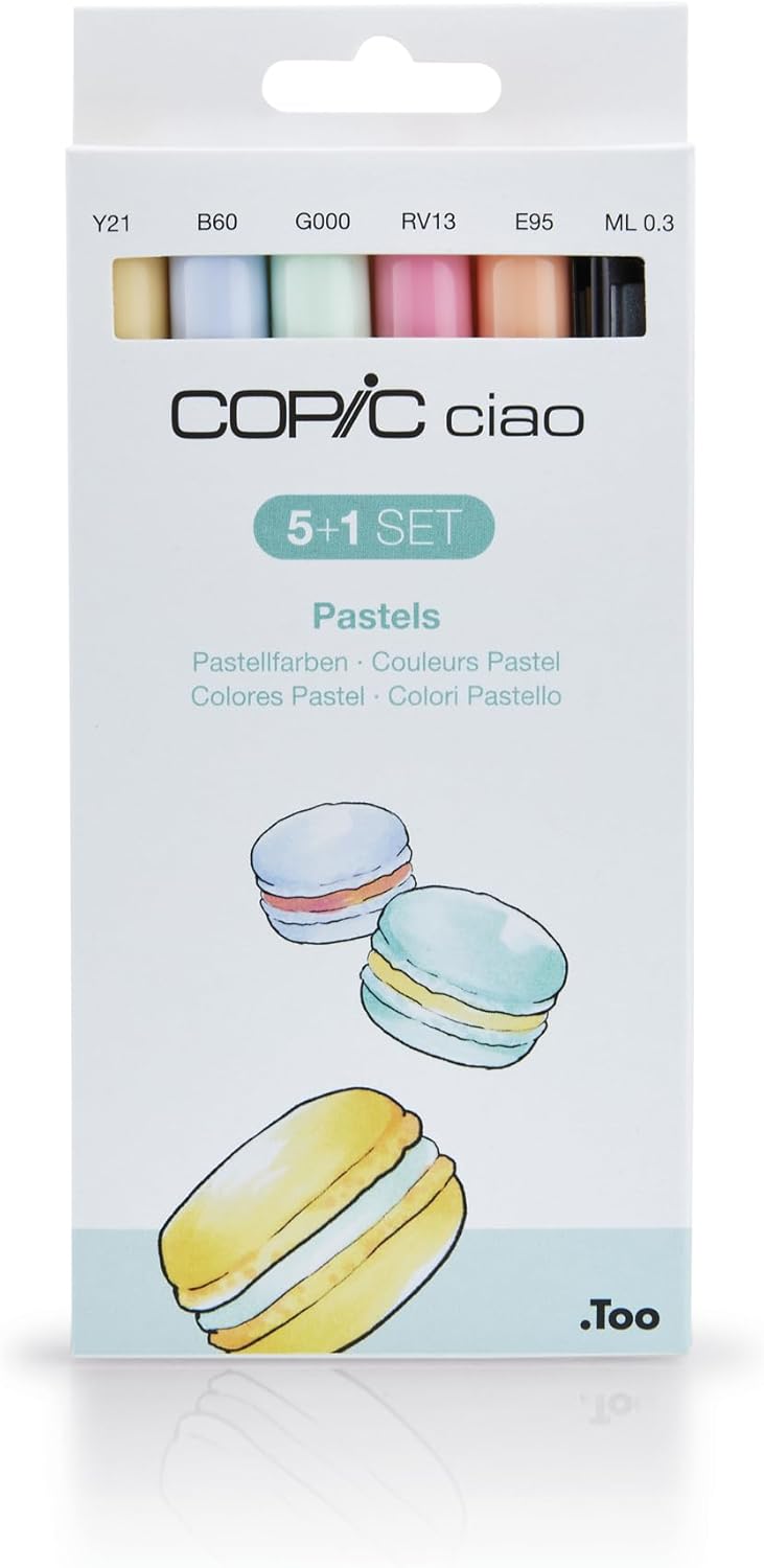 Copic Ciao 5+1 Marker Set - Pastels (Pack of 5 + Multiliner Pen)