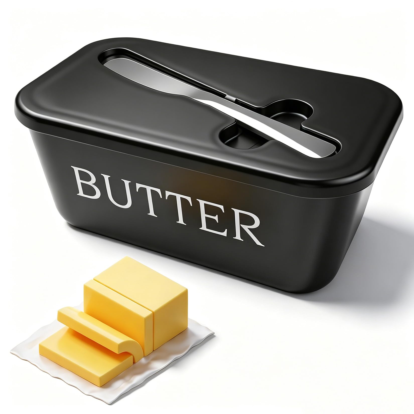 beurrier avec couvercle et couteau à