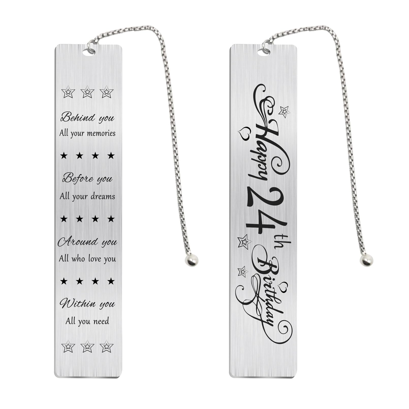 Jzxwan Happy 24th Birthday Gifts for Women Men, 24 Year Old Birthday Bookmark Gift for Him Her, Happy 24 Yr Bday Book Mark for Female Male, 2001 Bd
