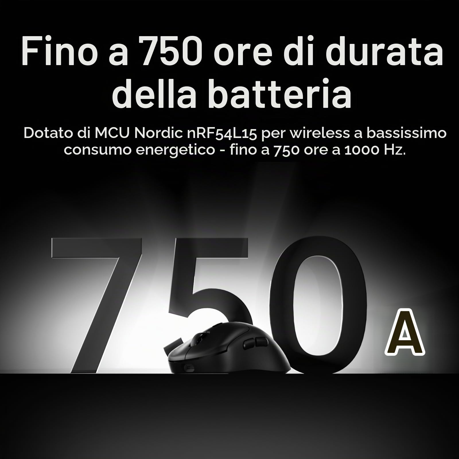 Rapoo VT3 Gen-2 - Mouse da gioco senza fili con velocità di interrogazione reale 8000 Hz, 26 K DPI, 53 g, ultra leggero, 750 ore, Nordic nRF54L15 MCU, 100 milioni di interruttori meccanici, 10 tasti