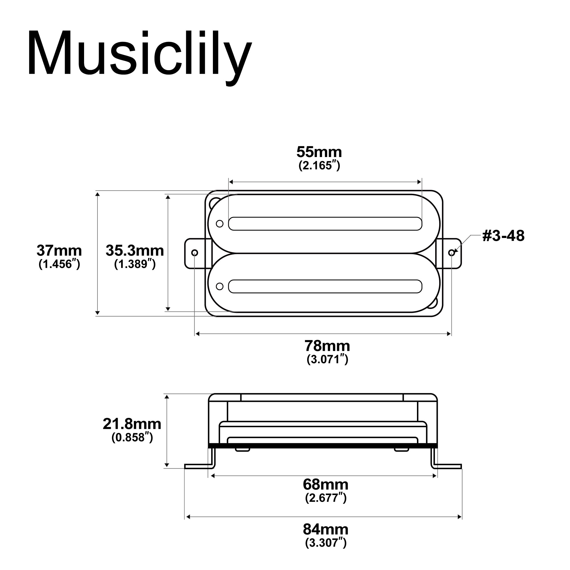 Artec HXTN Super Power Dual Hot Rail Cerámico Pastillas Humbucker Pickups Set para Guitarra Eléctrica, Zebra (Set de 2)